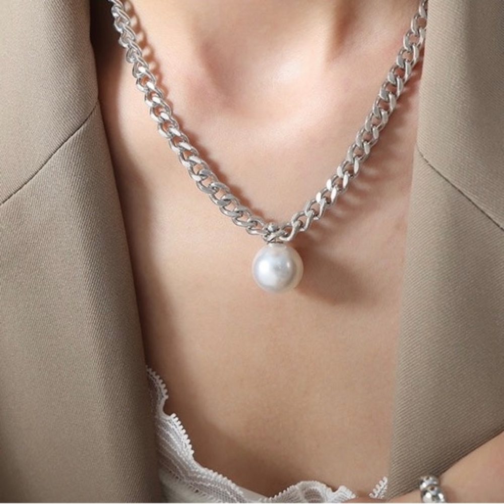 Silver Chain Necklace*Waterproof jewelry*Cuban Chain*
